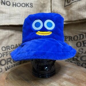 VISA Promo Royal Blue Faux Fur Monster Face Bucket Hat Fuzzy Novelty Festival